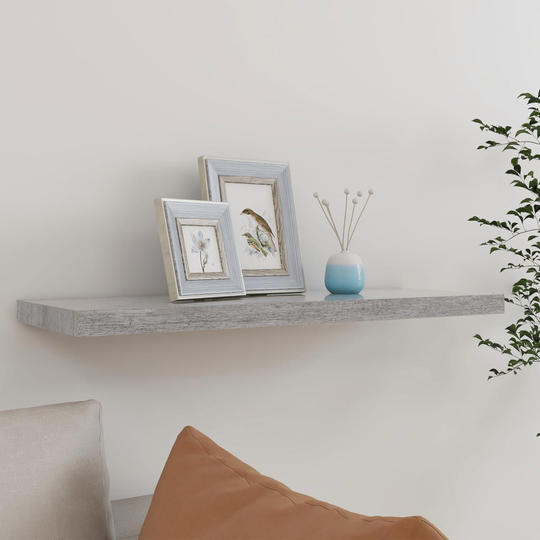 vidaXL Kelluva seinähylly betoninharmaa 80x23,5x3,8 cm MDF