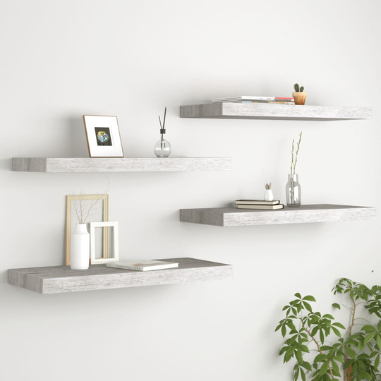 vidaXL Kelluvat seinähyllyt 4 kpl betoninharmaa 60x23,5x3,8 cm MDF