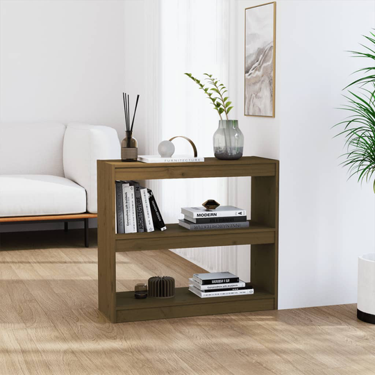 vidaXL Kirjahylly/tilanjakaja hunajanruskea 80x30x71,5 cm täysi mänty