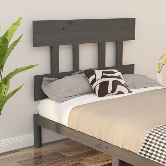 vidaXL Sängynpääty harmaa 103,5x3x81 cm täysi mänty
