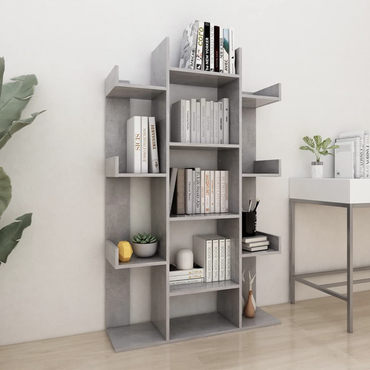 vidaXL Kirjahylly betoninharmaa 86x25,5x140 cm lastulevy