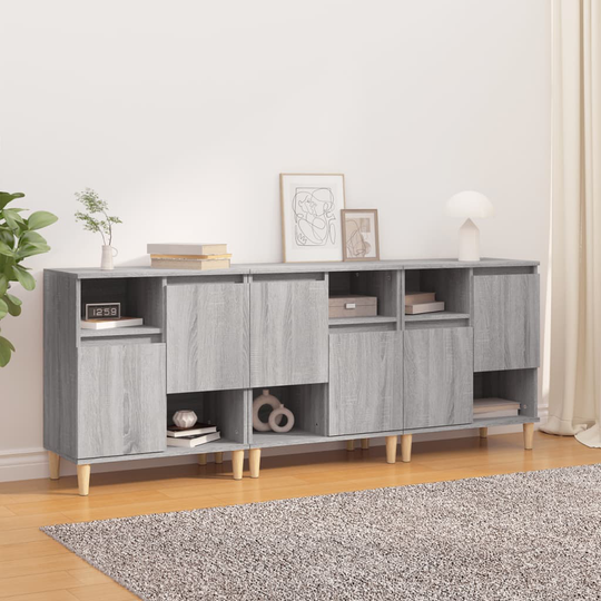 vidaXL Senkit 3 kpl harmaa Sonoma 60x35x70 cm tekninen puu