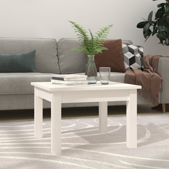 vidaXL Sohvapöytä valkoinen 45x45x30 cm täysi mänty