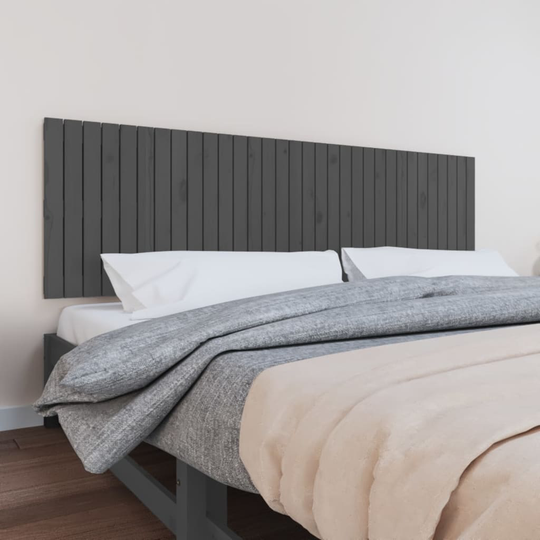 vidaXL Sängynpääty seinälle harmaa 204x3x60 cm täysi mänty