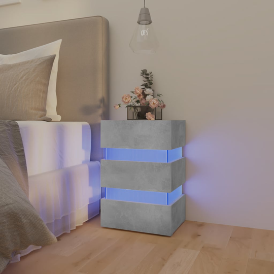 vidaXL Yöpöytä LED-valoilla betoninharmaa 45x35x67 cm lastulevy