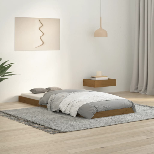 vidaXL Sängynrunko hunajanrusk 75x190 cm täysi mänty 2FT6 Small Single