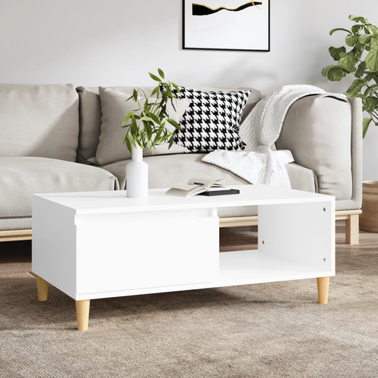 vidaXL Sohvapöytä valkoinen 90x50x36,5 cm tekninen puu