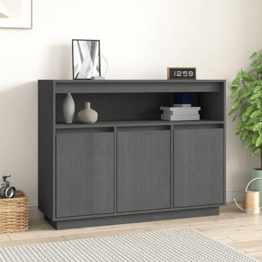 vidaXL Senkki harmaa 104,5x34x80 cm täysi mänty