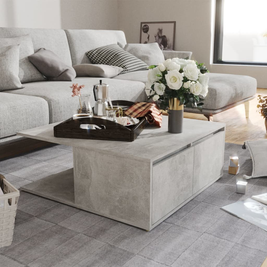 vidaXL Sohvapöytä betoninharmaa 80x80x31 cm lastulevy