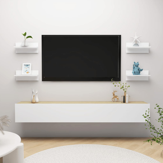 vidaXL Seinähyllyt 4 kpl valkoinen 40x11,5x18 cm lastulevy