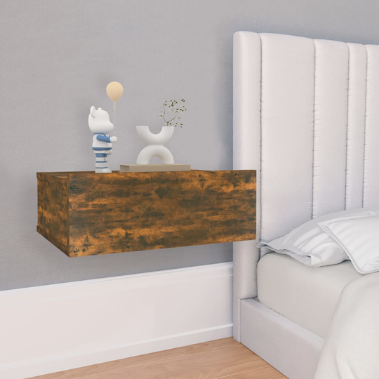 vidaXL Kelluvat yöpöydät 2 kpl savutammi 40x30x15 cm tekninen puu