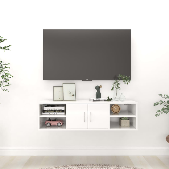 vidaXL Seinähylly korkeakiilto valkoinen 102x30x29 cm lastulevy