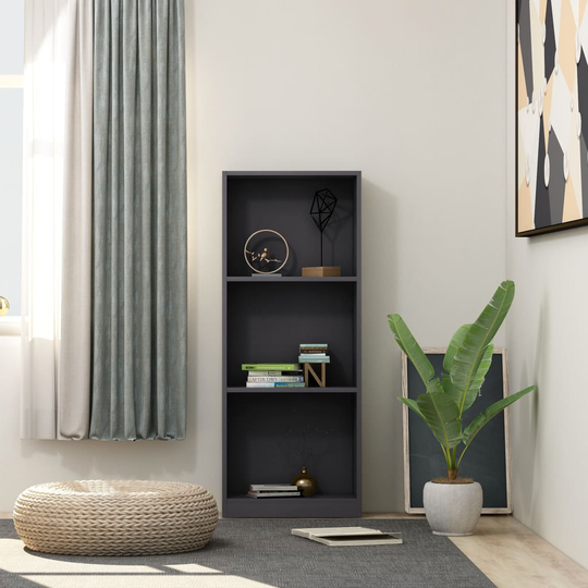 vidaXL 3-tasoinen kirjahylly harmaa 40x24x108 cm lastulevy
