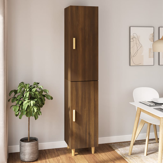 vidaXL Kaappi ruskea tammi 34,5x34x180 cm tekninen puu