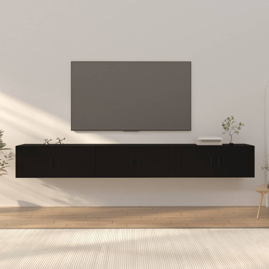 vidaXL Seinäkiinnitettävät TV-kaapit 3 kpl musta 100x34,5x40 cm