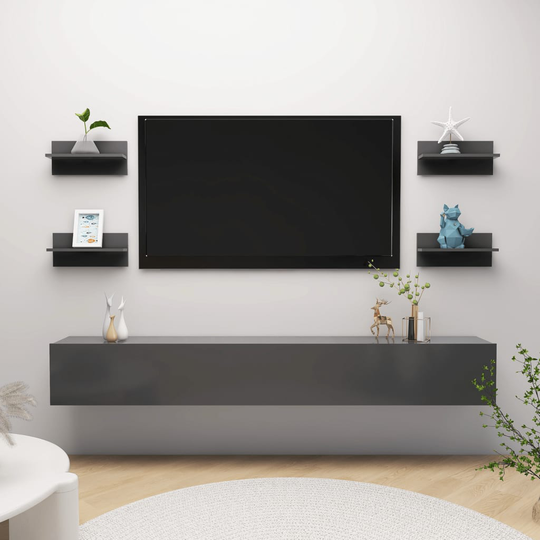 vidaXL Seinähyllyt 4 kpl harmaa 40x11,5x18 cm lastulevy