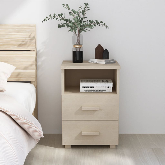 vidaXL Yöpöytä HAMAR hunajanruskea 40x35x62 cm täysi mänty