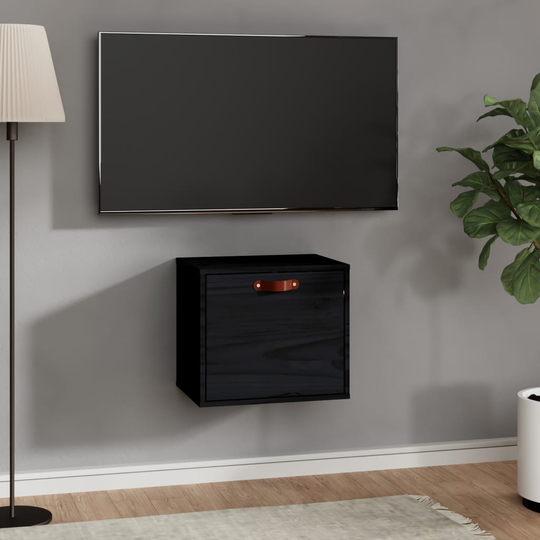 vidaXL Seinäkaappi musta 40x30x35 cm täysi mänty