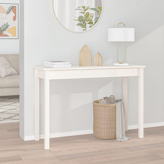 vidaXL Konsolipöytä valkoinen 110x40x75 cm täysi mänty