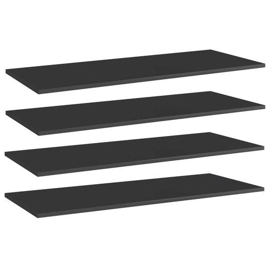 vidaXL Kirjahyllytasot 4 kpl korkeakiilto musta 100x40x1,5cm lastulevy