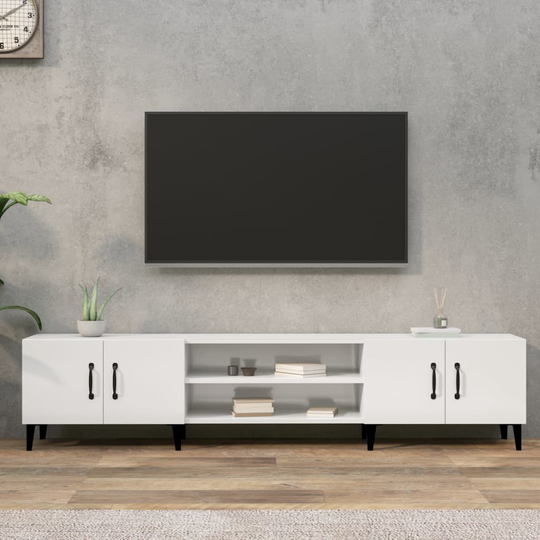 vidaXL TV-taso korkeakiilto valkoinen 180x31,5x40 cm tekninen puu