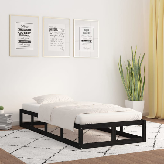 vidaXL Sängynrunko musta 90x190 cm 3FT Single täysi puu