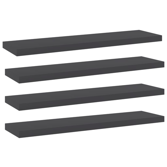 vidaXL Kirjahyllytasot 4 kpl harmaa 40x10x1,5 cm lastulevy