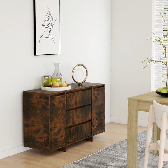 vidaXL Senkki 3 vetolaatikolla savutammi 120x41x75 cm lastulevy