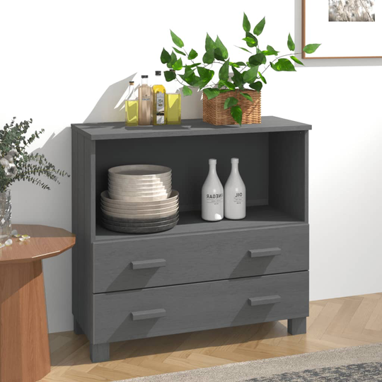 vidaXL Sivupöytä HAMAR tummanharmaa 85x35x80 cm täysi mänty