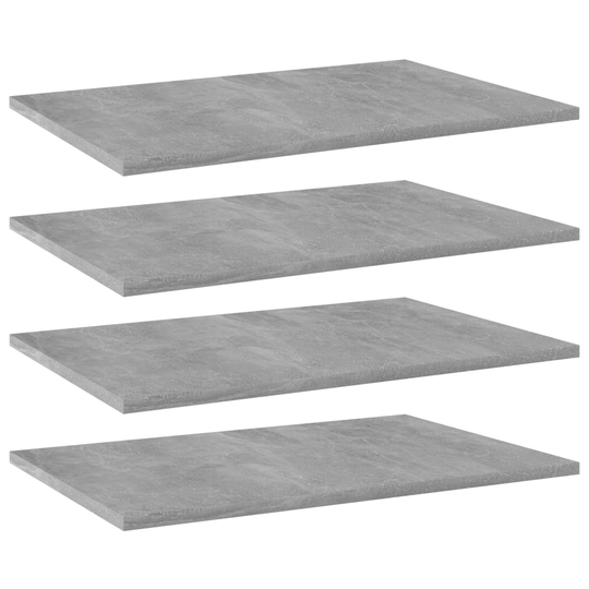 vidaXL Kirjahyllytasot 4 kpl betoninharmaa 60x40x1,5 cm lastulevy