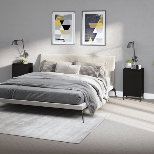 vidaXL Yöpöydät 2 kpl musta 40x35x70 cm tekninen puu