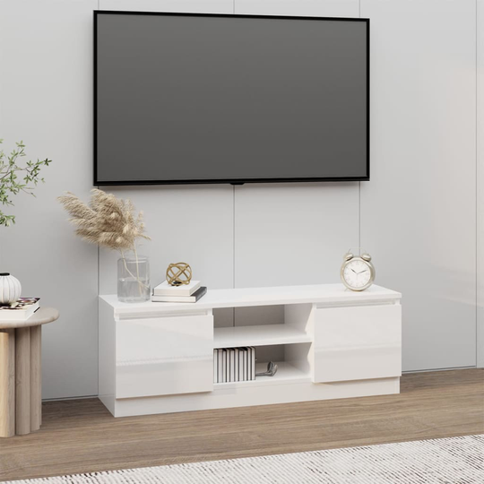 vidaXL TV-taso ovella korkeakiilto valkoinen 102x30x36 cm