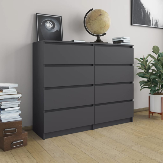 vidaXL Laatikosto senkki harmaa 120x35x99 cm lastulevy