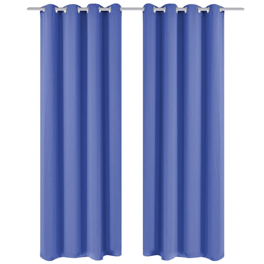 vidaXL Pimennysverhot purjerenkailla 2 kpl 135x175 cm Sininen