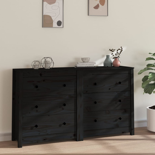 vidaXL Senkki musta 140x35x80 cm täysi mänty