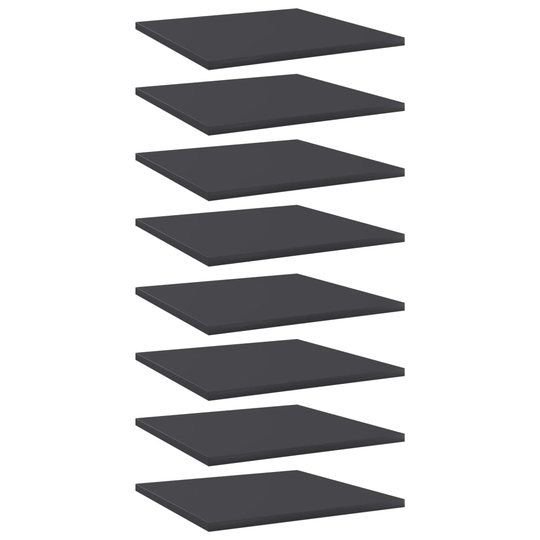 vidaXL Kirjahyllytasot 8 kpl harmaa 40x40x1,5 cm lastulevy