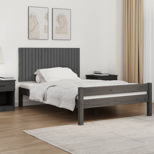 vidaXL Sängynpääty seinälle harmaa 127,5x3x60 cm täysi mänty