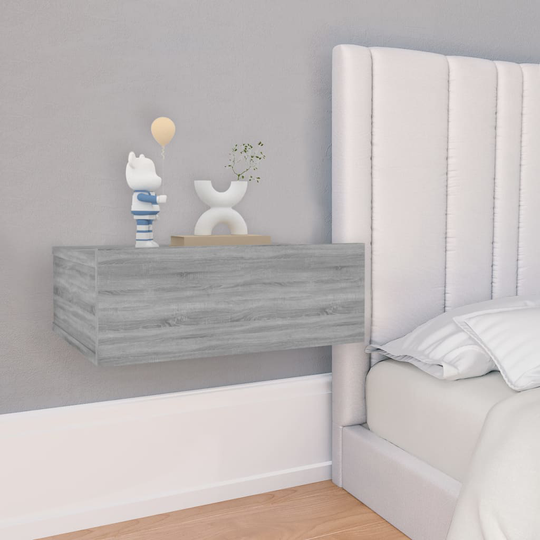 vidaXL Kelluva yöpöytä harmaa Sonoma 40x30x15 cm tekninen puu