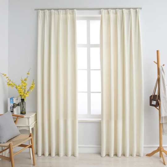 vidaXL Pimennysverhot koukuilla 2 kpl sametti kerma 140x175 cm