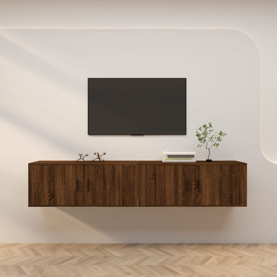vidaXL Seinäkiinnitettävät TV-tasot 2 kpl ruskea tammi 100x34,5x40 cm