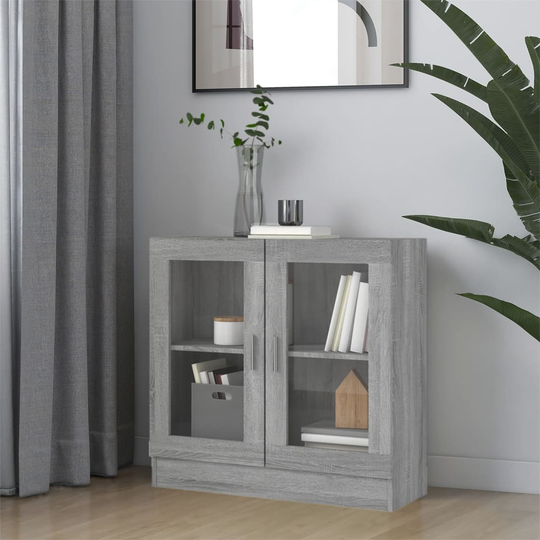 vidaXL Vitriinikaappi harmaa Sonoma 82,5x30,5x80 cm tekninen puu