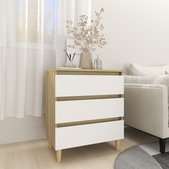 vidaXL Senkki valkoinen ja Sonoma-tammi 60x35x69 cm lastulevy