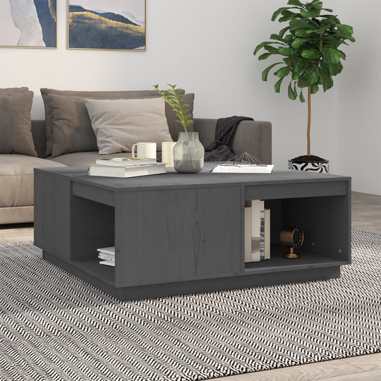 vidaXL Sohvapöytä harmaa 100x101x40,5 cm täysi mänty