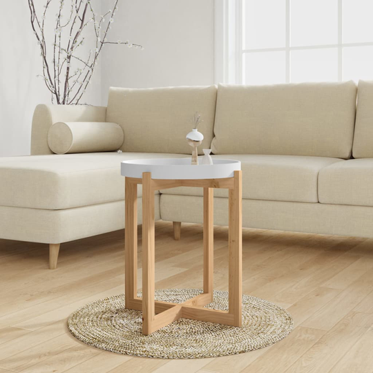 vidaXL Sohvapöytä valkoinen 41x41x48,5 cm tekninen puu ja täysi mänty