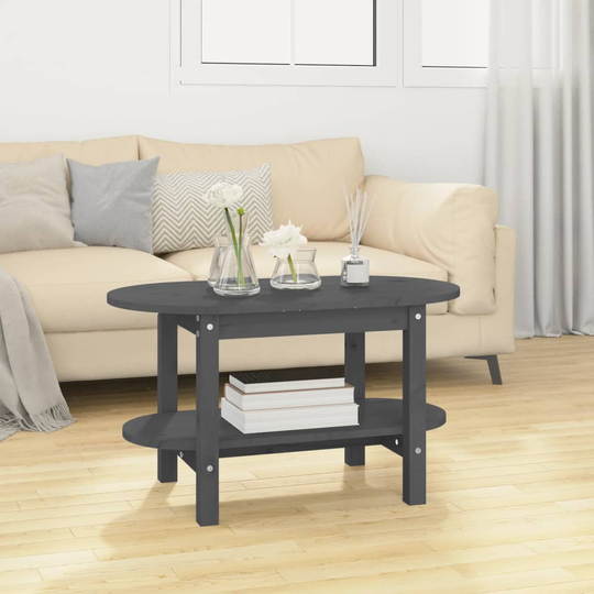 vidaXL Sohvapöytä harmaa 80x45x45 cm täysi mänty