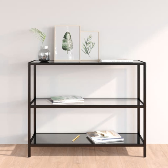 vidaXL Hylly läpinäkyvä ja musta 100x36x90 cm karkaistu lasi