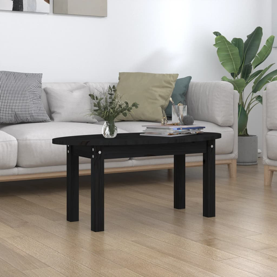 vidaXL Sohvapöytä musta 80x40x35 cm täysi mänty