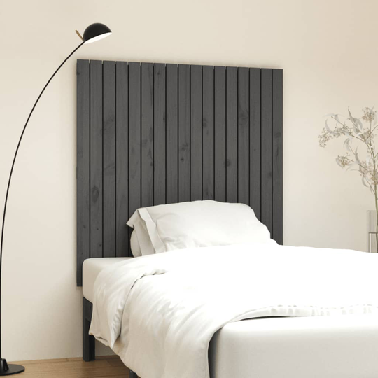 vidaXL Sängynpääty seinälle harmaa 108x3x110 cm täysi mänty