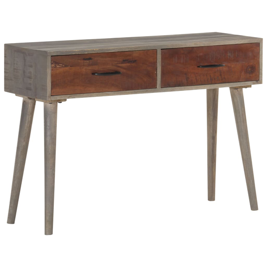 vidaXL Konsolipöytä harmaa 110x35x75 cm täysi karkea mangopuu