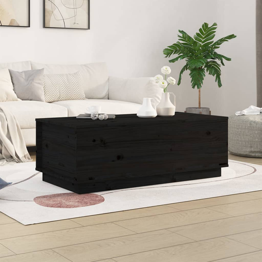 vidaXL Sohvapöytä musta 100x50x35 cm täysi mänty